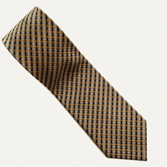 BRITCHES Gold & Silver Woven Italian Silk Stripe Tie - Picture 2 of 11